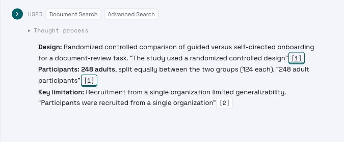 Actual Strive answer: 248 participants, with its source citation.